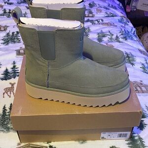 UGG Sage Green Suede  Chelsea Ankle Boots